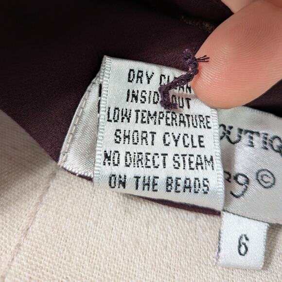 Vintage Papell Silk Midi Dress Cocktail Gown 6 Purple Y2K Fairy Floral Bead Slip - Picture 15 of 15